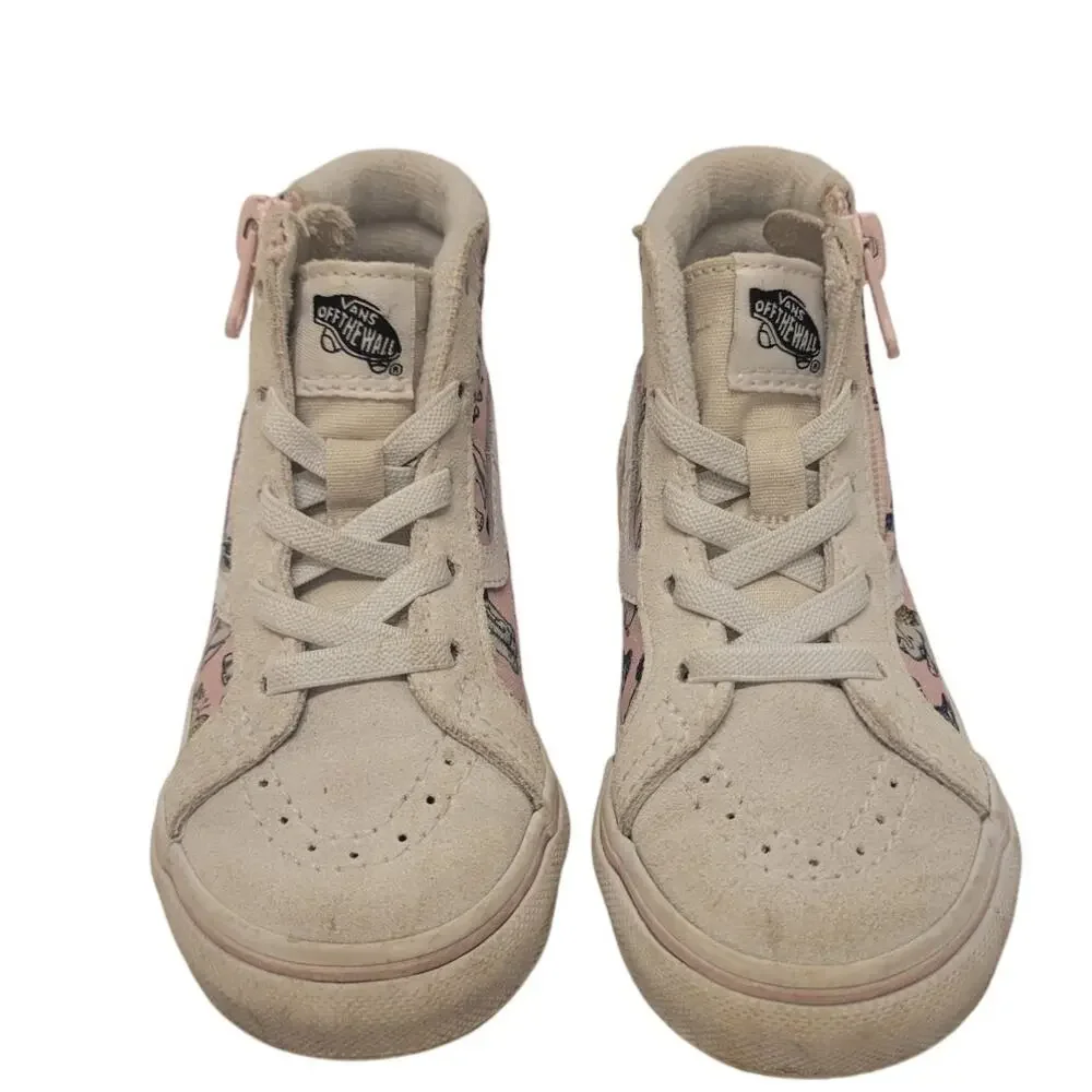 Girls Vans High Top Zip Up Sneakers Elephant Print Sz 7
